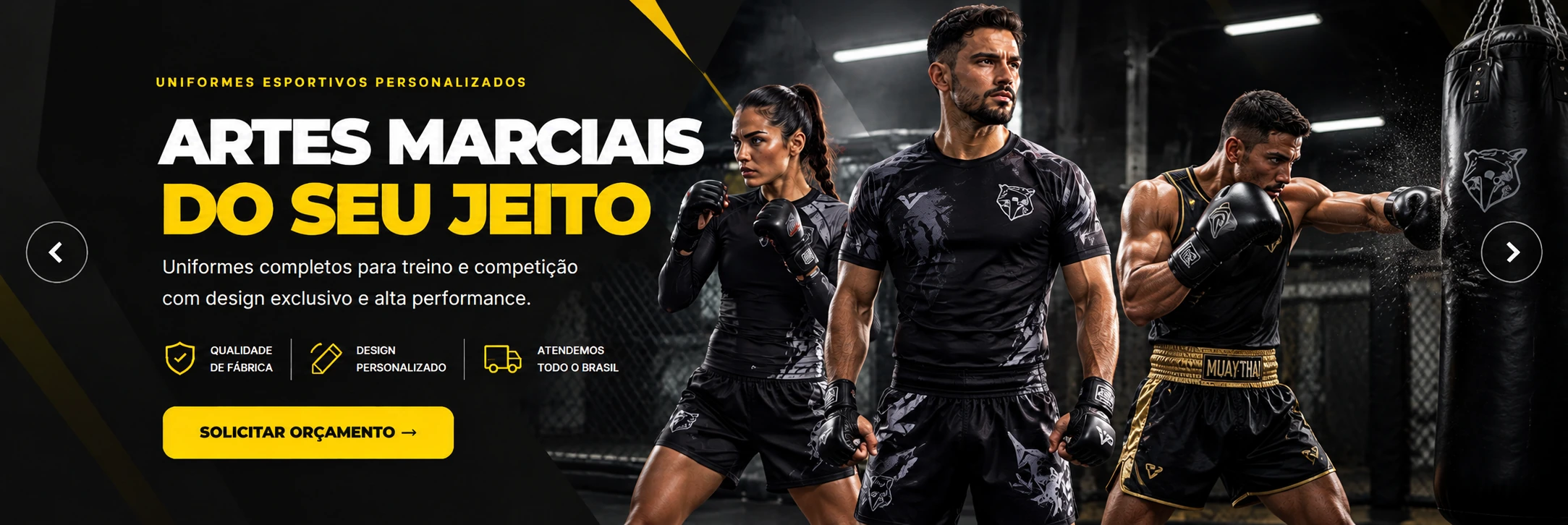 Banner de Artes marciais do seu jeito: uniformes esportivos personalizados