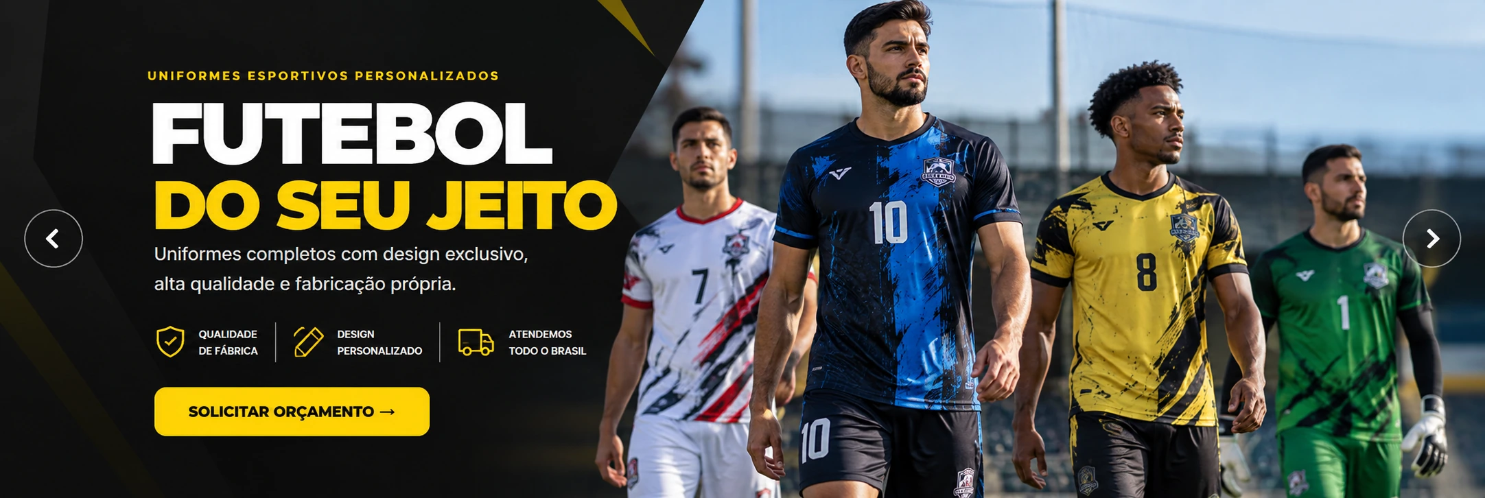 Banner de Futebol do seu jeito: uniformes esportivos personalizados